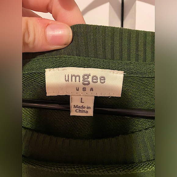 Umgee Crochet Sleeve French Terry Dress in Olive NWOT - Picture 8 of 8